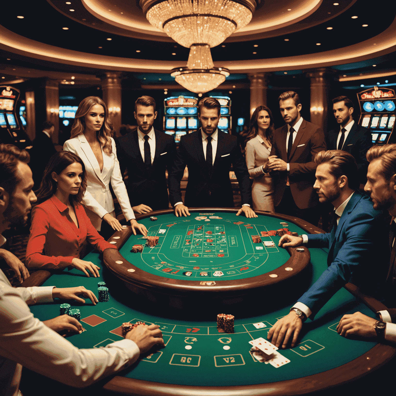 A dramatic image of a virtual casino interface with players' avatars around a digital table, showcasing proper online casino etiquette